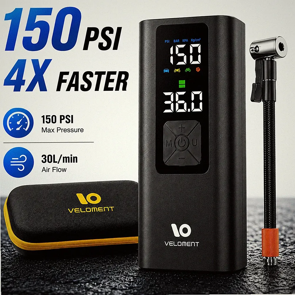 150PSI Tire Inflator Portable Air Compressor 4X Fast Cordless Pump Color Screen