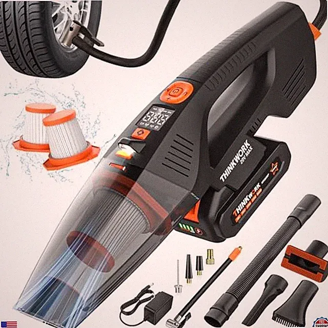 20V Cordless Car Vacuum & Air Compressor, 18000PA Suction, Dual Function