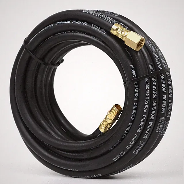 25-FT. x 1/4 IN.ID Heavy-duty RUBBER Air Hose Industry-standard NPT threading