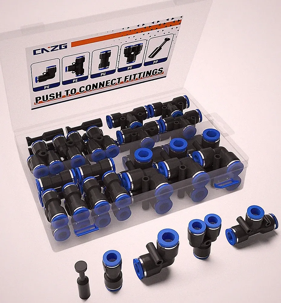 60Pcs Quick Connect Air Hose Fittings Pneumatic Push to Connect Fittings Kit 5
