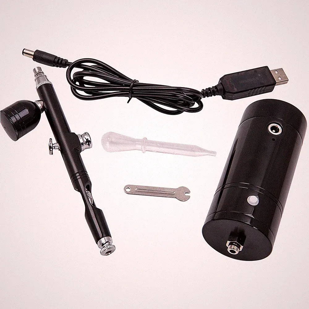 Airbrush Air Compressor Kit 0.3mm Nozzle Spray Painting Gun Black