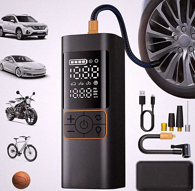 Cordless Tire Inflator 6000Mah, Portable Air Compressor with Digital Pressure Ga