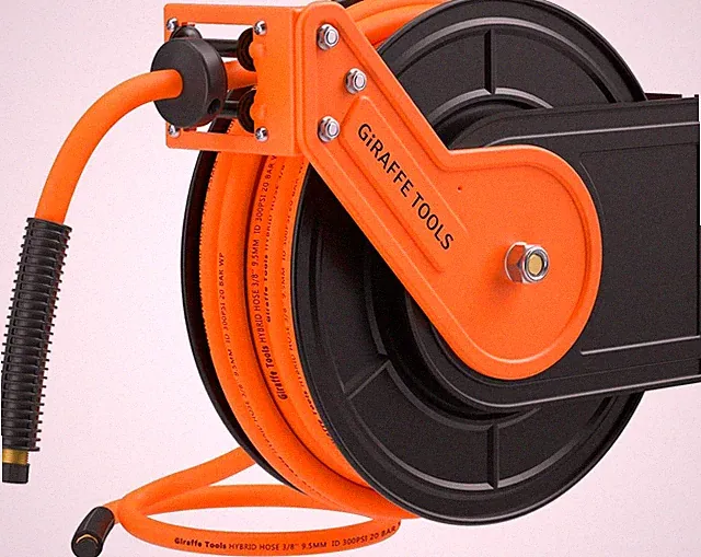 Giraffe Tools Retractable Alloy Steel Air Compressor Hybrid Hose Reel 1/4" NPT