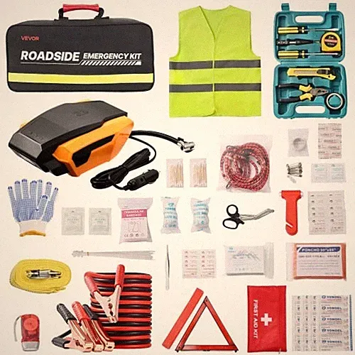 HOT/ Car Emergency Kit,2-in-1 First Aid Kit w/Jumper Cables,Essential Roadside
