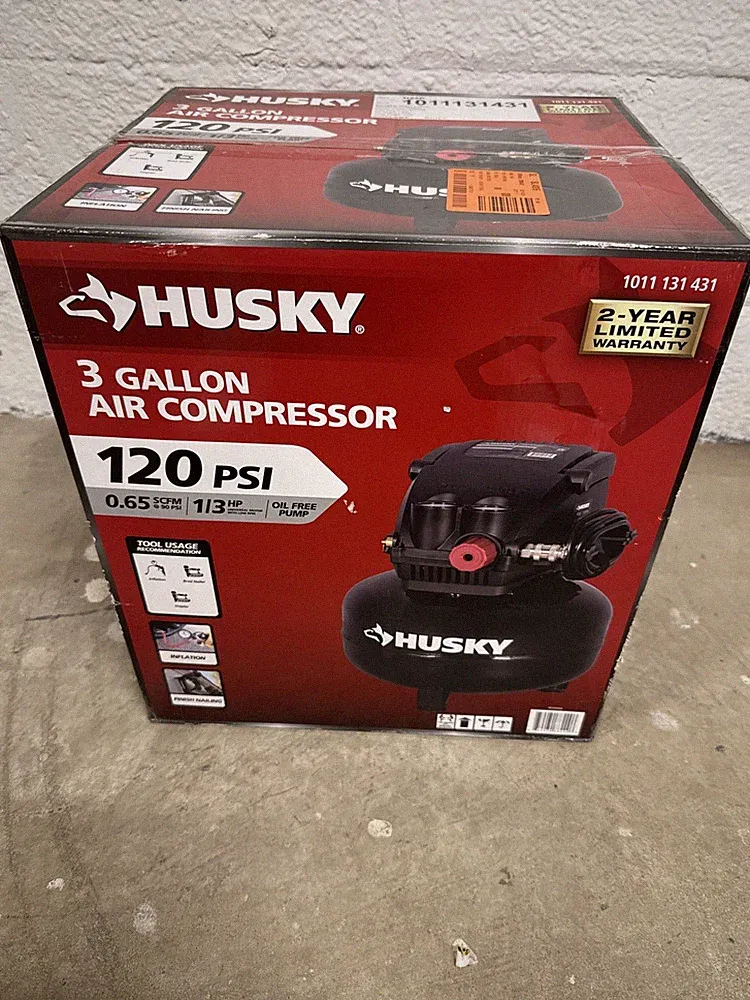 Husky 3 Gal. 120PSI Portable Electric Pancake Air Compressor 1/3 HP