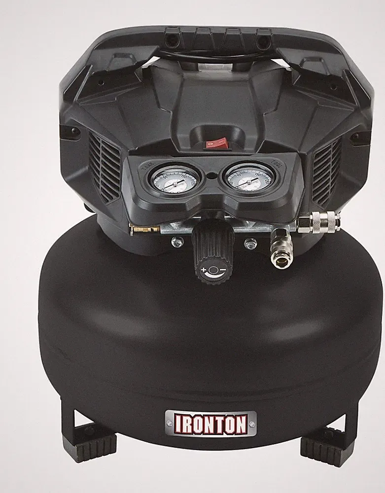 Ironton Oil-Free Pancake Compressor, 1.5 HP, 6-Gallon, 2.6/3.6 CFM New/Open Box