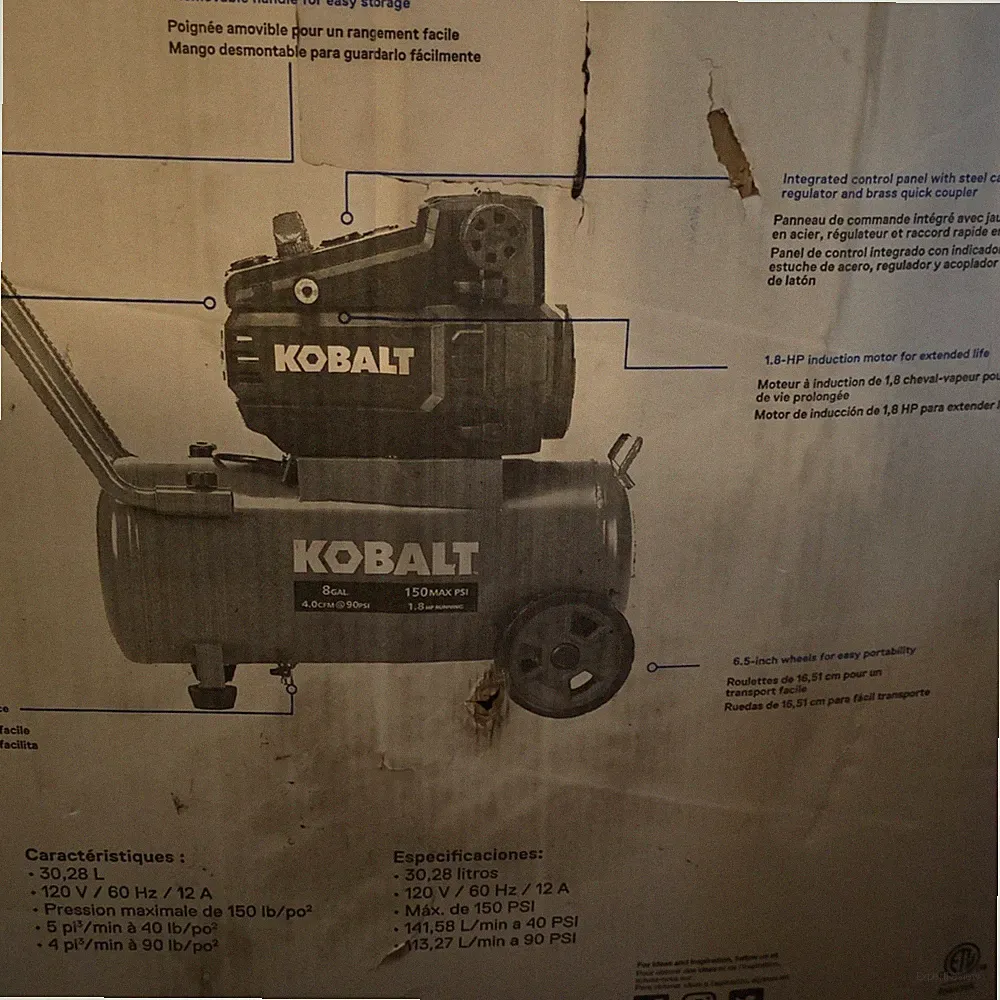 Kobalt 8-Gal Steel Horizontal Air Compressor 150 PSI 4.0 CFM 120V Portable
