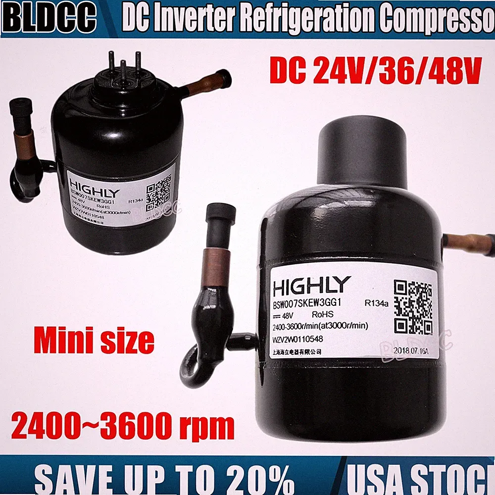 Micro DC 24V/36V/48V R134a Refrigeration Air Compressor Ultra-quiet 2400~3600rpm