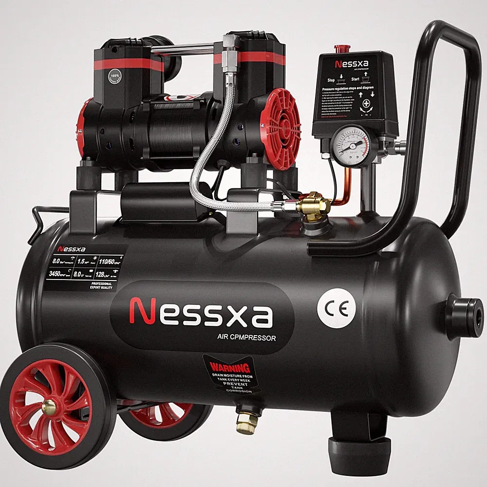 Nessxa 8 Gallon Ultra Quiet Air Compressor, 1.5HP 4.52 CFM, Max 115 PSI Oil-Free
