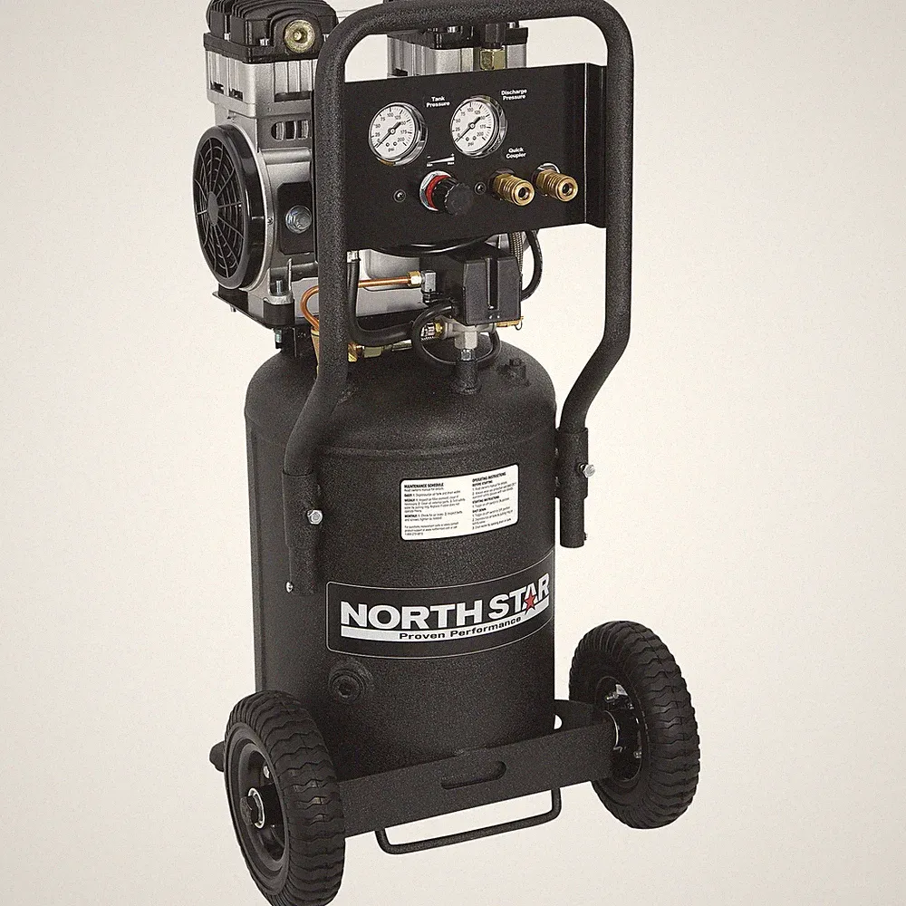 NorthStar Portable Quiet Electric Air Compressor, 1.5 HP, 8-Gallon, 4 CFM @ 90