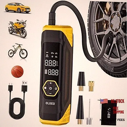 Olgeo Tire Inflator Portable Air Compressor, 180PSI Cordless 6X Faster Black