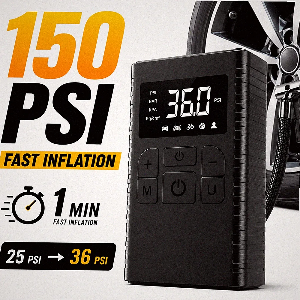 Portable Tire Inflator Air Compressor 150 PSI Cordless Auto Shut-Off Digital Pum