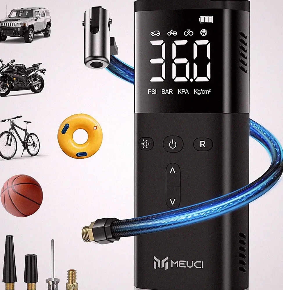 Tire Inflator Portable Air Compressor, 10000mAh Cordless Pump for Black